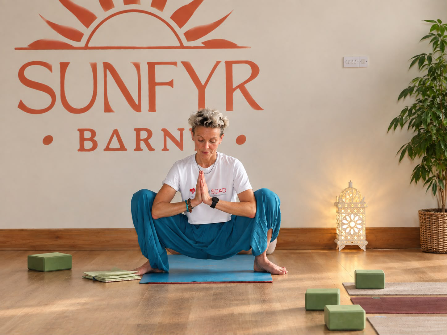 Rowena at yoga fundraising event