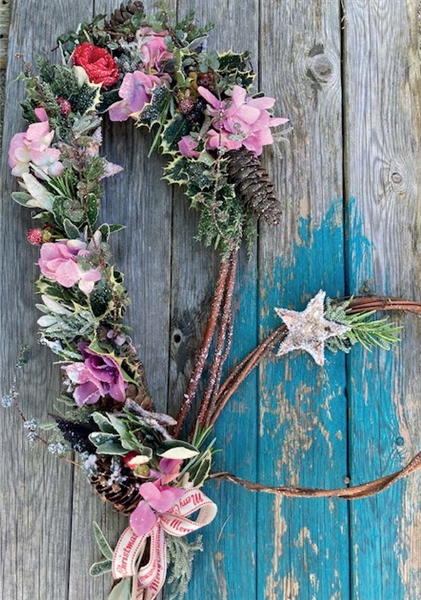 Floral Festive Twig Christmas card